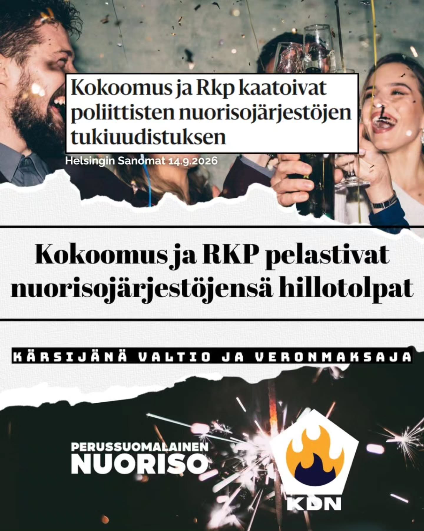 Read more about the article Kokoomus ja RKP pelastivat nuorisojärjestöjensä hillotolpat – kärsijänä valtio ja veronmaksaja